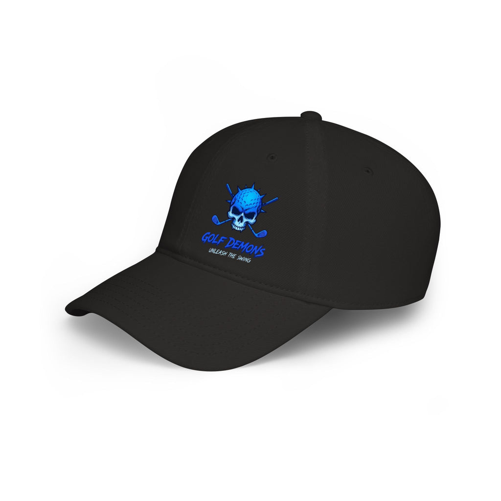 Skull & Crossed Golf Clubs Low Profile Baseball Cap — "Golf Bandit" Embroidered Hat