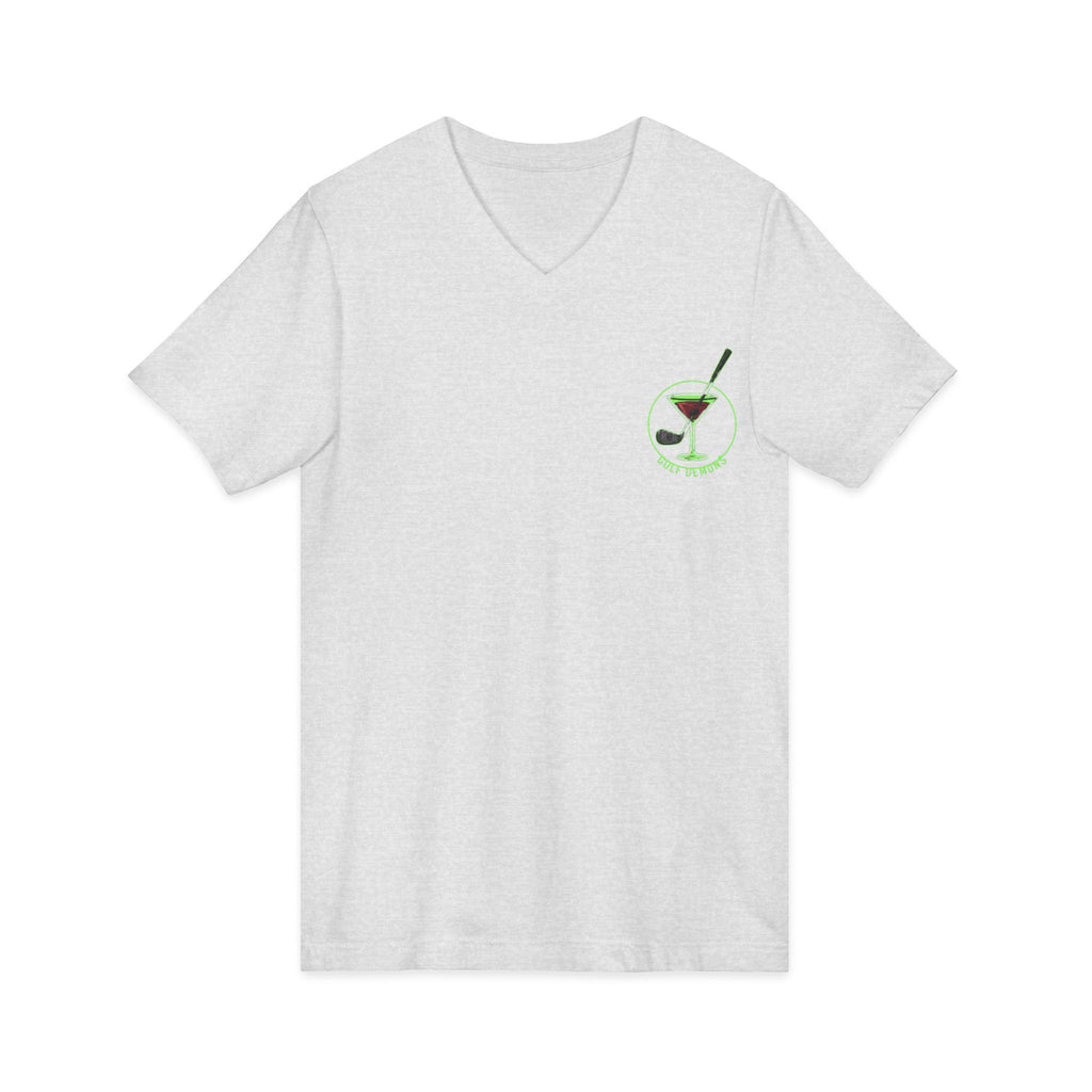 The Stephanie — Women's Golf V-Neck Tee | Neon Green Martini Graphic