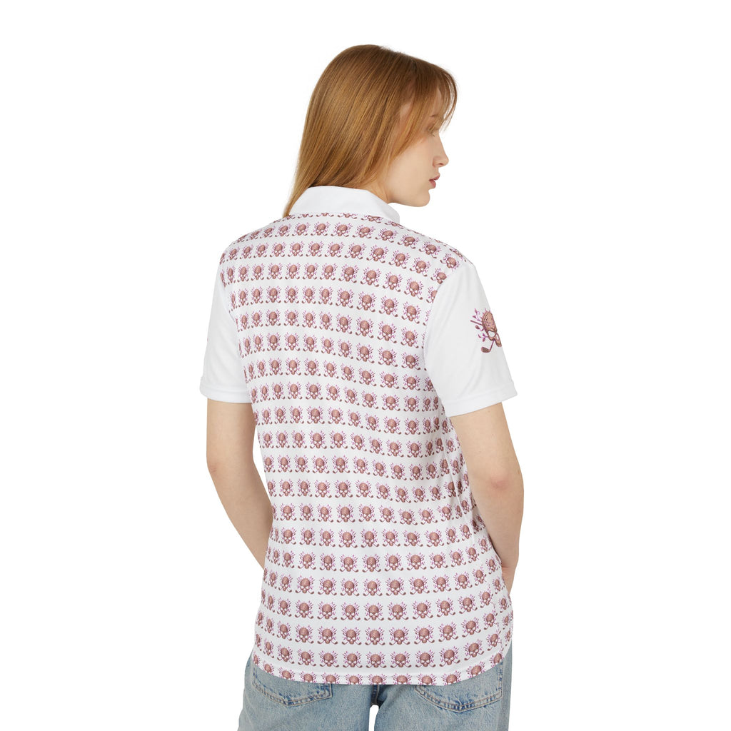 Golf Demons Women's AOP Polo — Pink & White All-Over Print Golf Shirt