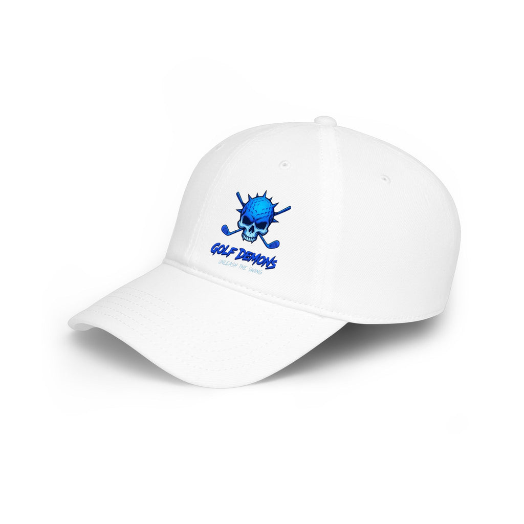 Skull & Crossed Golf Clubs Low Profile Baseball Cap — "Golf Bandit" Embroidered Hat