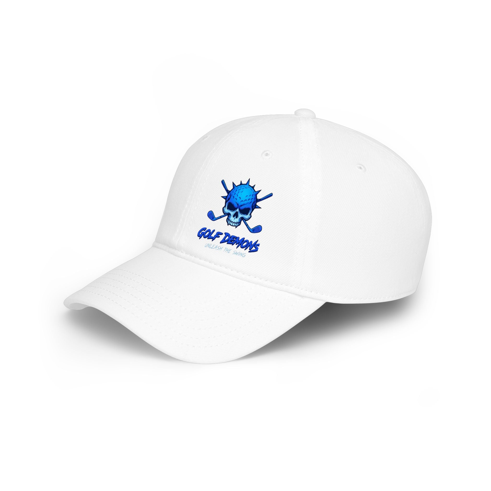 Skull & Crossed Golf Clubs Low Profile Baseball Cap — "Golf Bandit" Embroidered Hat