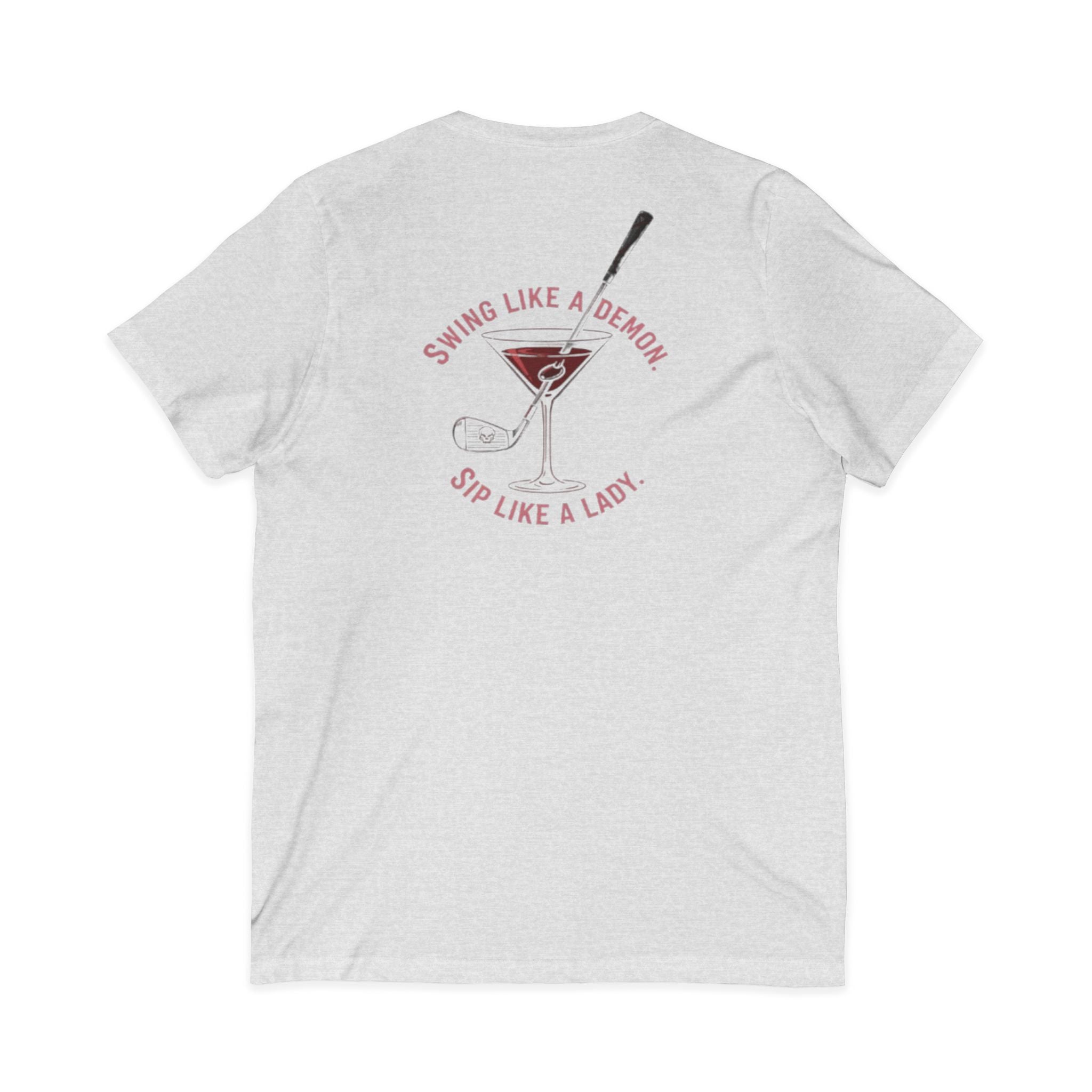 The Stephanie — Women's Golf V-Neck Tee | Pink Cocktail Graphic