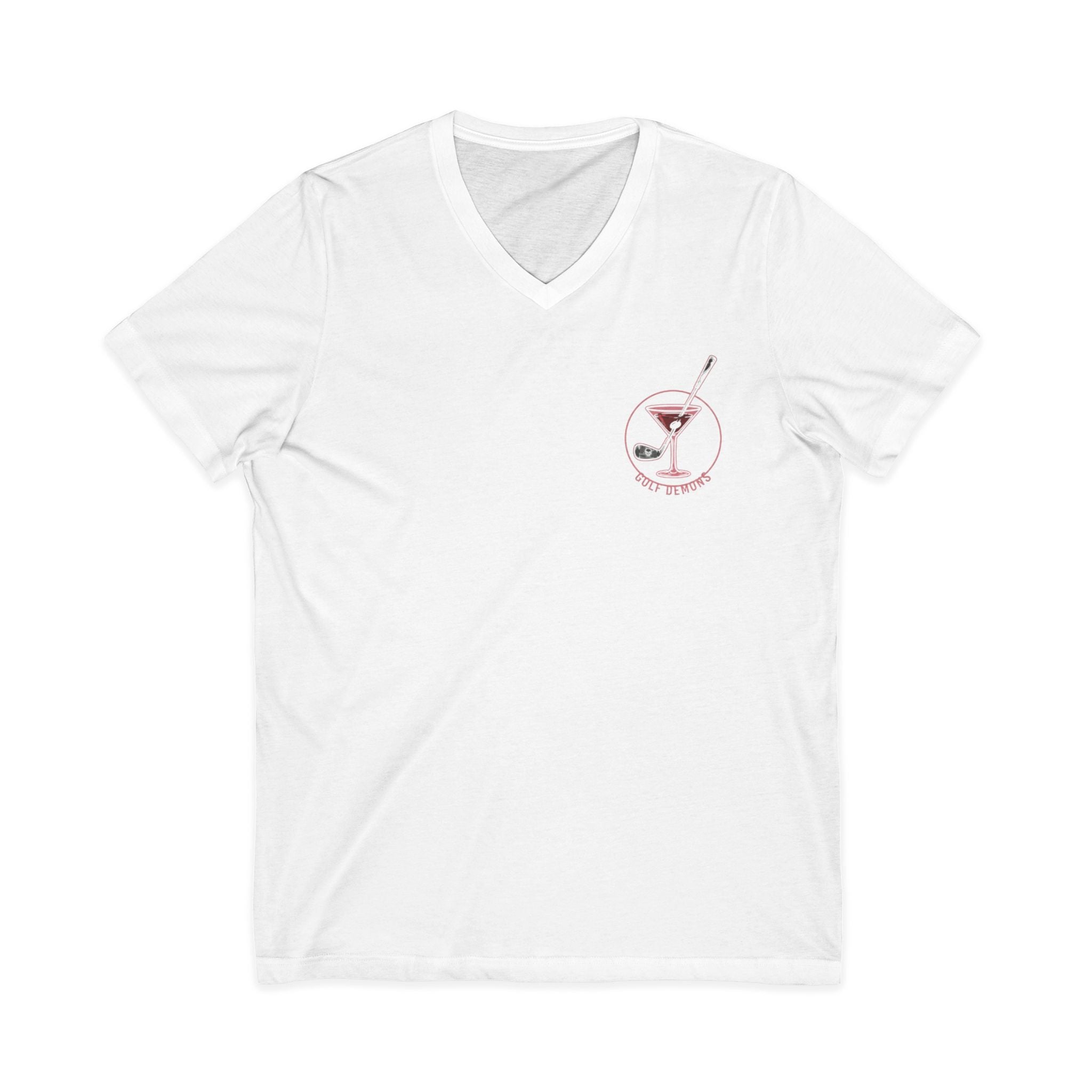 The Stephanie — Women's Golf V-Neck Tee | Pink Cocktail Graphic