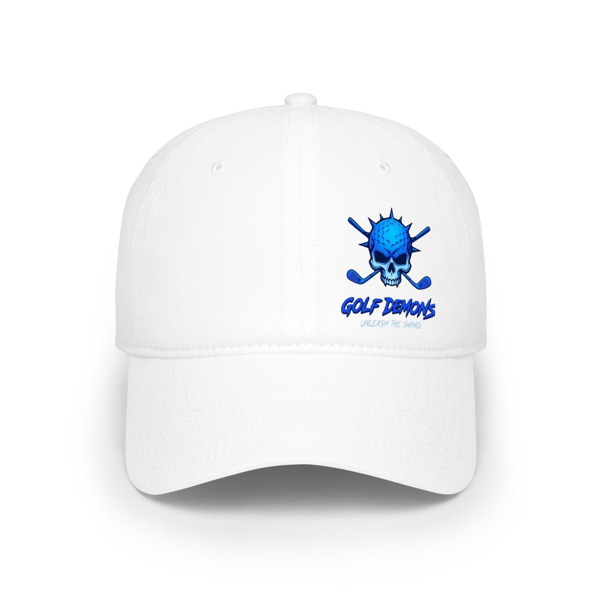 Skull & Crossed Golf Clubs Low Profile Baseball Cap — "Golf Bandit" Embroidered Hat
