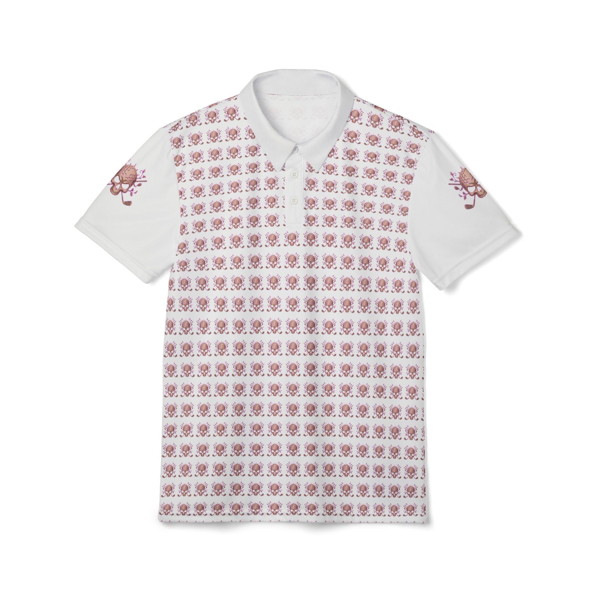 Golf Demons Women's AOP Polo — Pink & White All-Over Print Golf Shirt