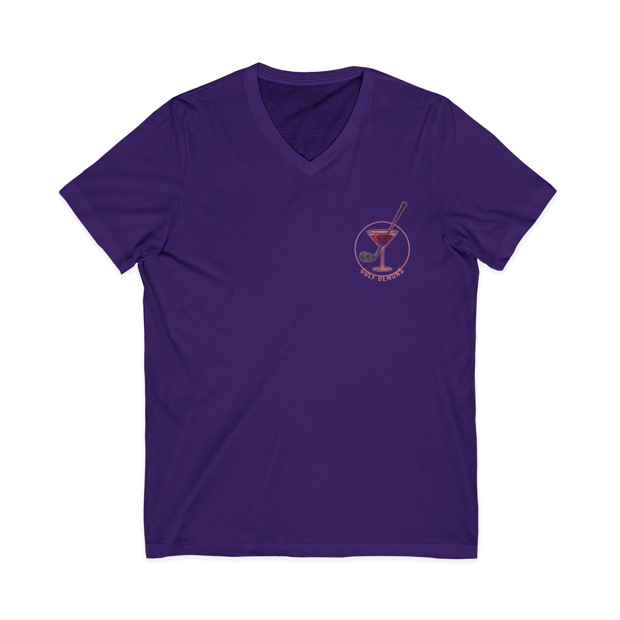 The Stephanie — Women's Golf V-Neck Tee | Pink Cocktail Graphic