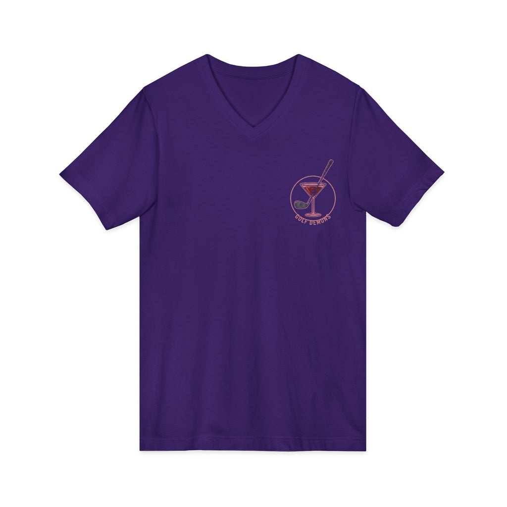 The Stephanie — Women's Golf V-Neck Tee | Pink Cocktail Graphic