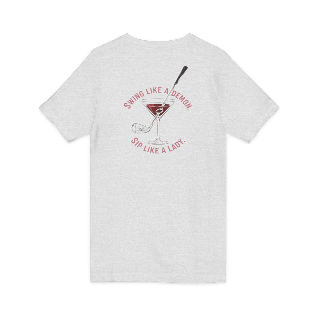 The Stephanie — Women's Golf V-Neck Tee | Pink Cocktail Graphic
