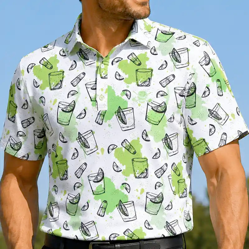 19th Hole Cool-Stretch Men's Golf Shirt (Green)