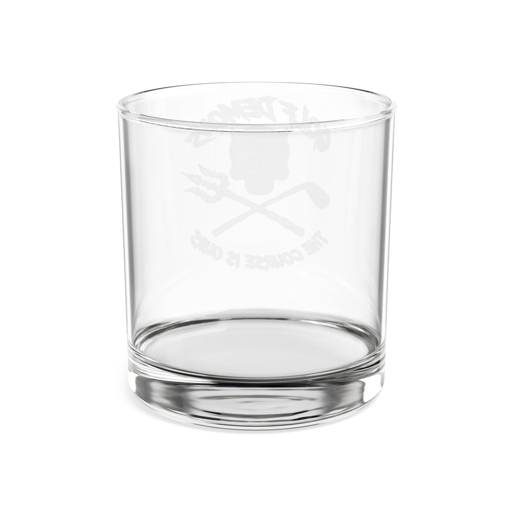 Engraved Whiskey Glass 10.5oz — Golf Demons Skull & Crossed Clubs Design