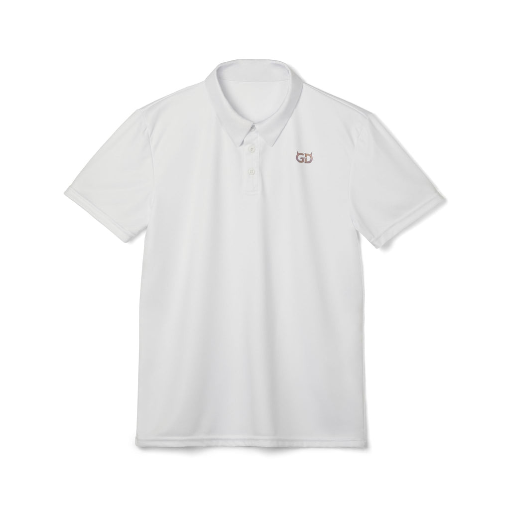Classic Embroidered Polo Shirt – Subtle 'GD' Chest Logo, Clean White Work & Casual Tee