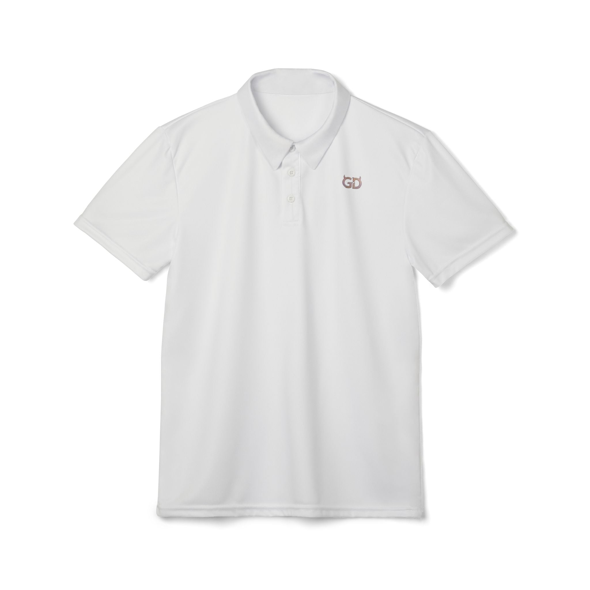 Classic Embroidered Polo Shirt – Subtle 'GD' Chest Logo, Clean White Work & Casual Tee