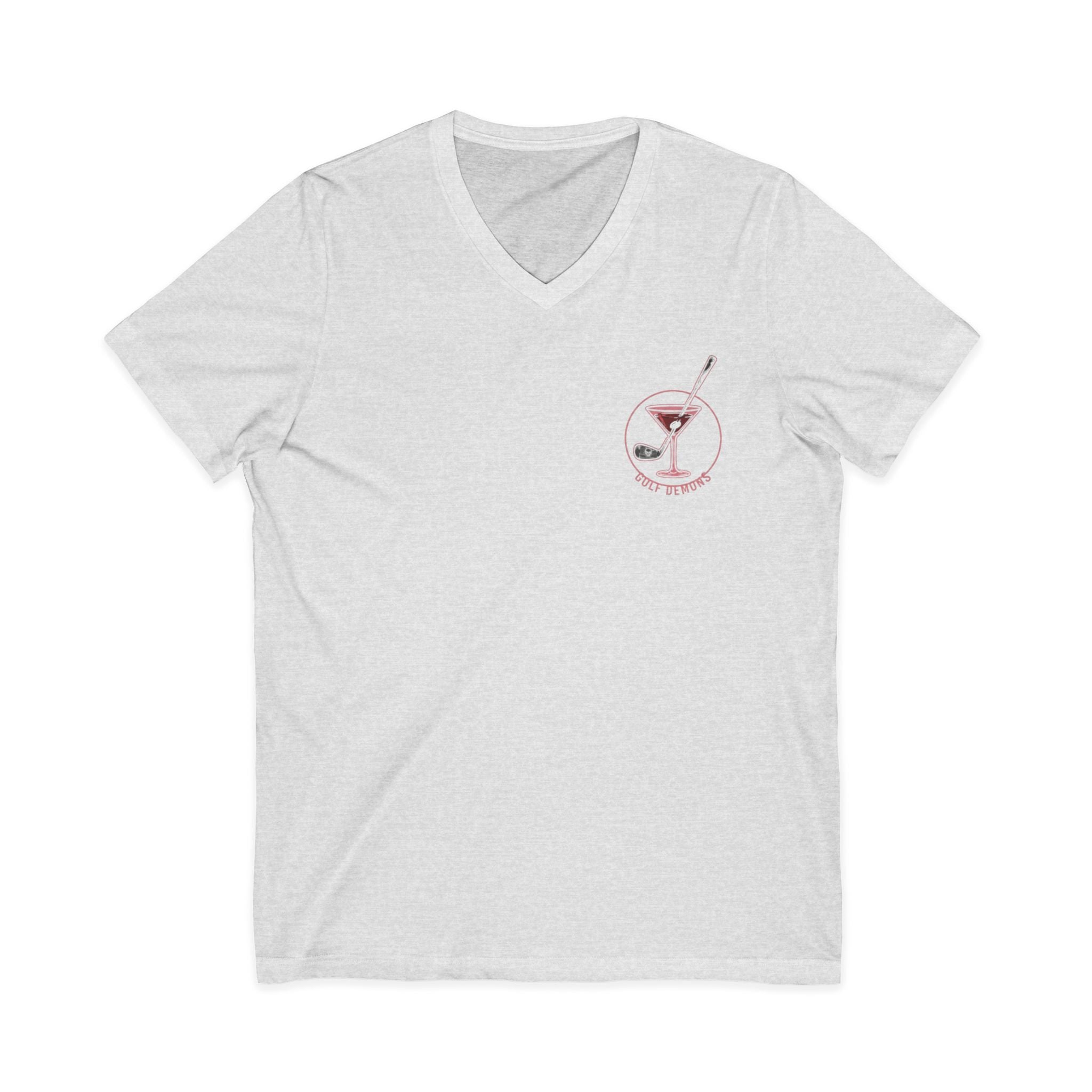 The Stephanie — Women's Golf V-Neck Tee | Pink Cocktail Graphic