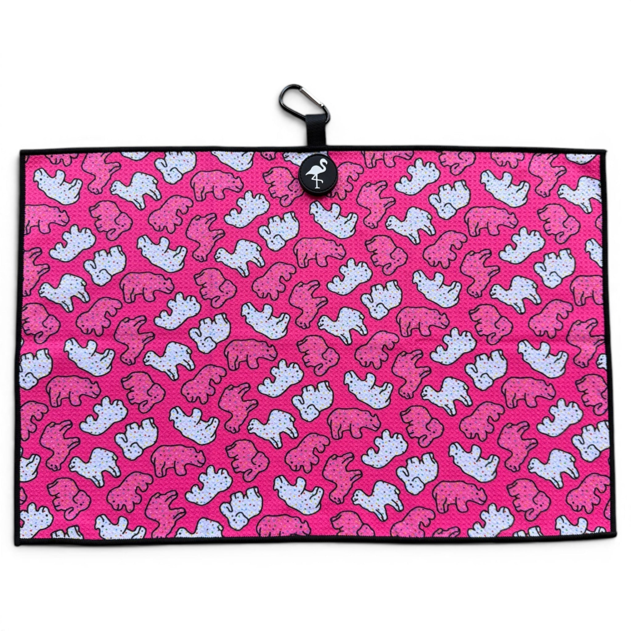 Frosted Animal Cookie Golf Towel | 24” x 16” Microfiber Towel | Magnetic Clip & Carabiner | Premium Golf Accessory