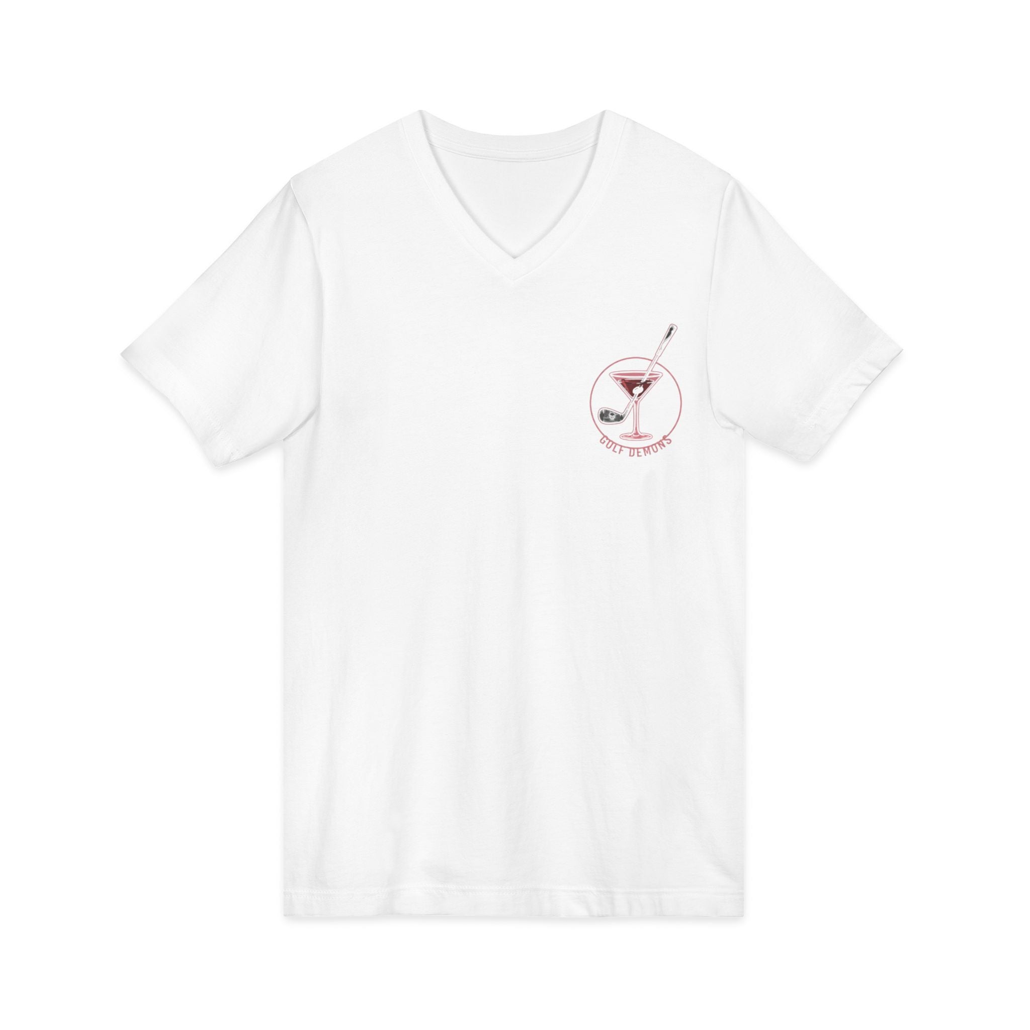 The Stephanie — Women's Golf V-Neck Tee | Pink Cocktail Graphic
