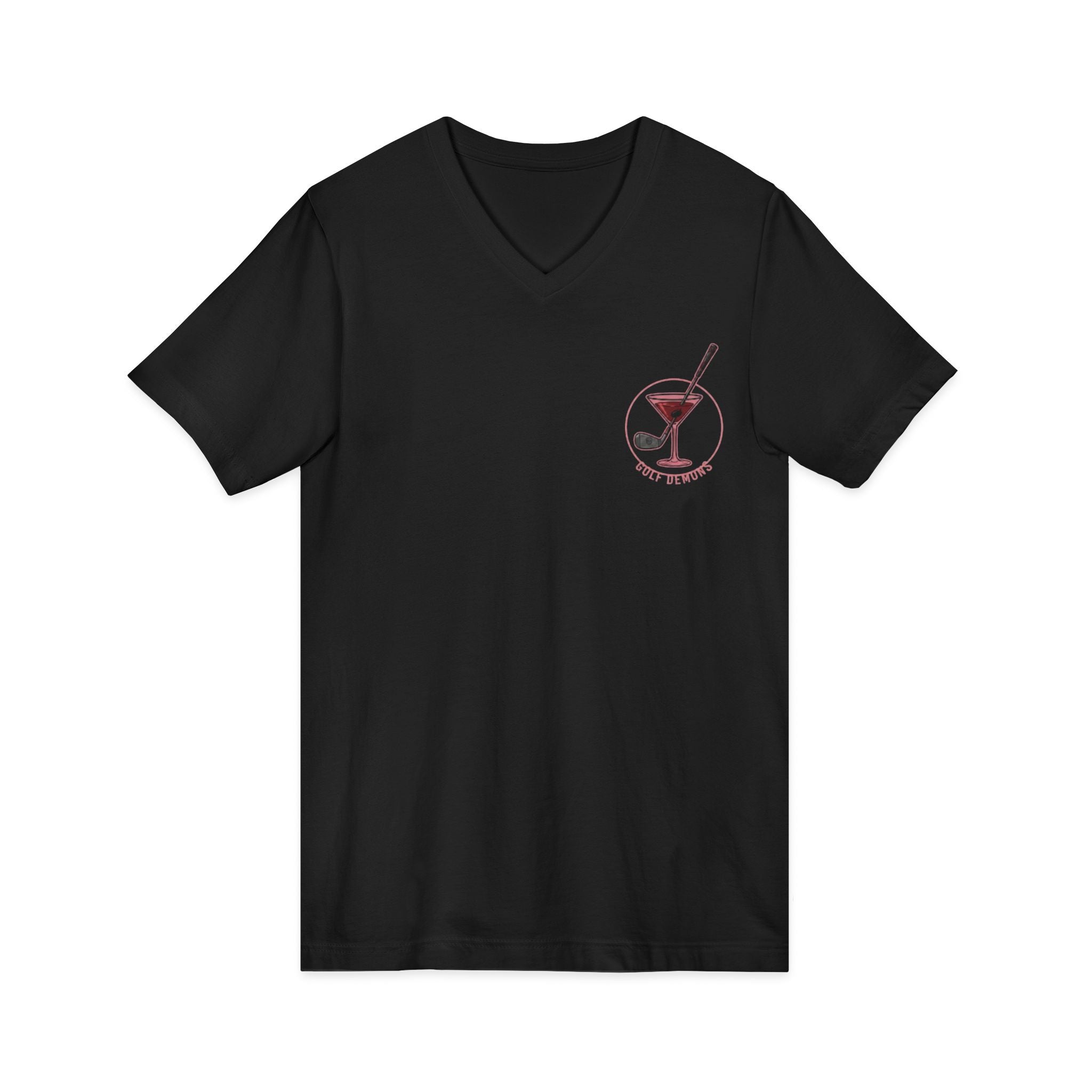 The Stephanie — Women's Golf V-Neck Tee | Pink Cocktail Graphic