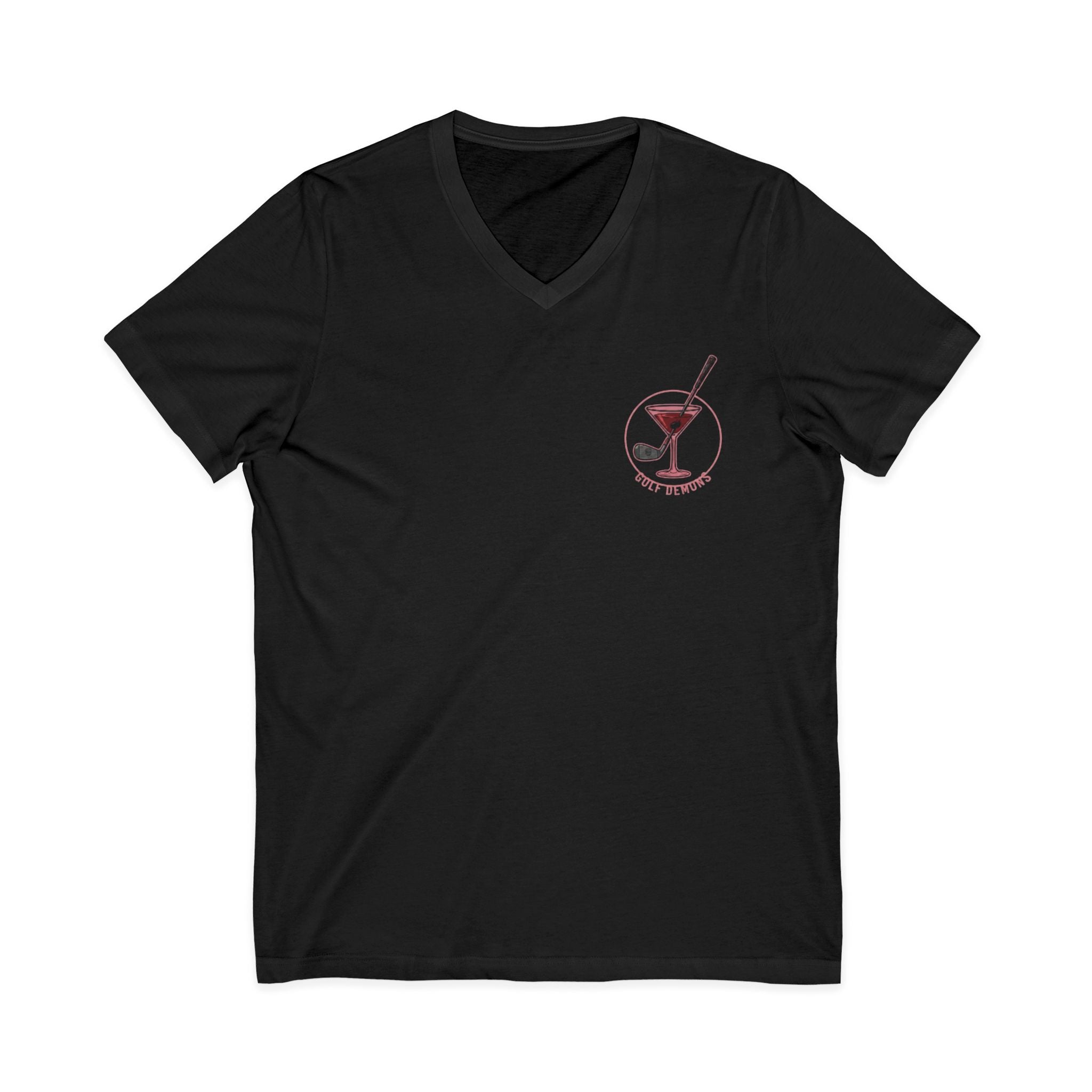 The Stephanie — Women's Golf V-Neck Tee | Pink Cocktail Graphic