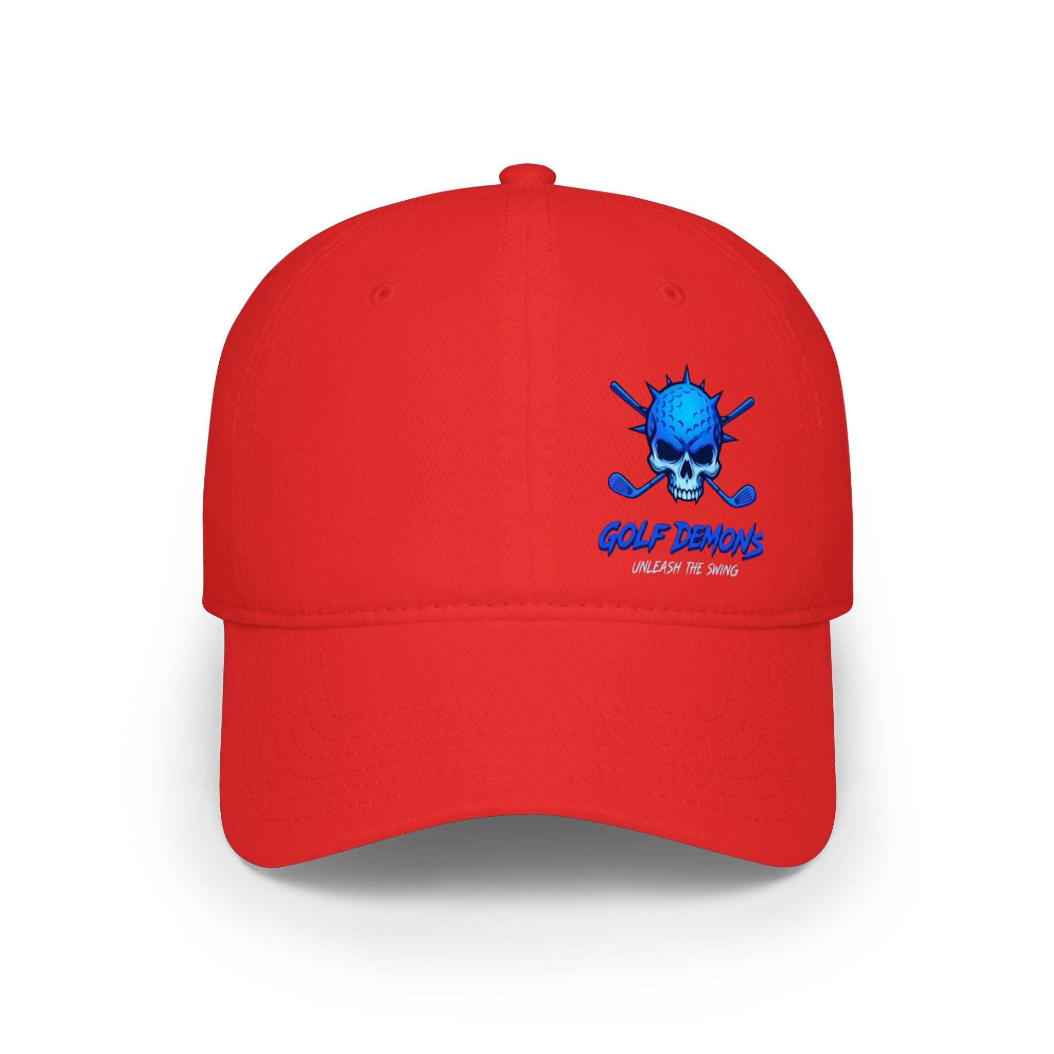 Skull & Crossed Golf Clubs Low Profile Baseball Cap — "Golf Bandit" Embroidered Hat