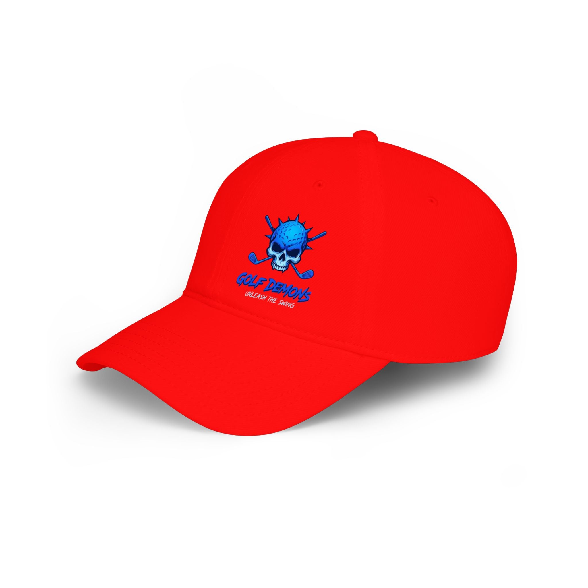 Skull & Crossed Golf Clubs Low Profile Baseball Cap — "Golf Bandit" Embroidered Hat