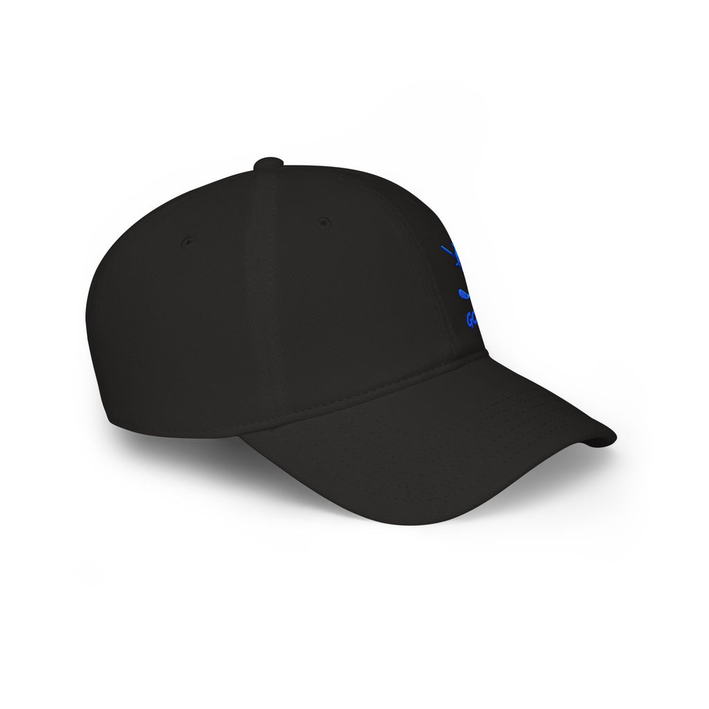 Skull & Crossed Golf Clubs Low Profile Baseball Cap — "Golf Bandit" Embroidered Hat