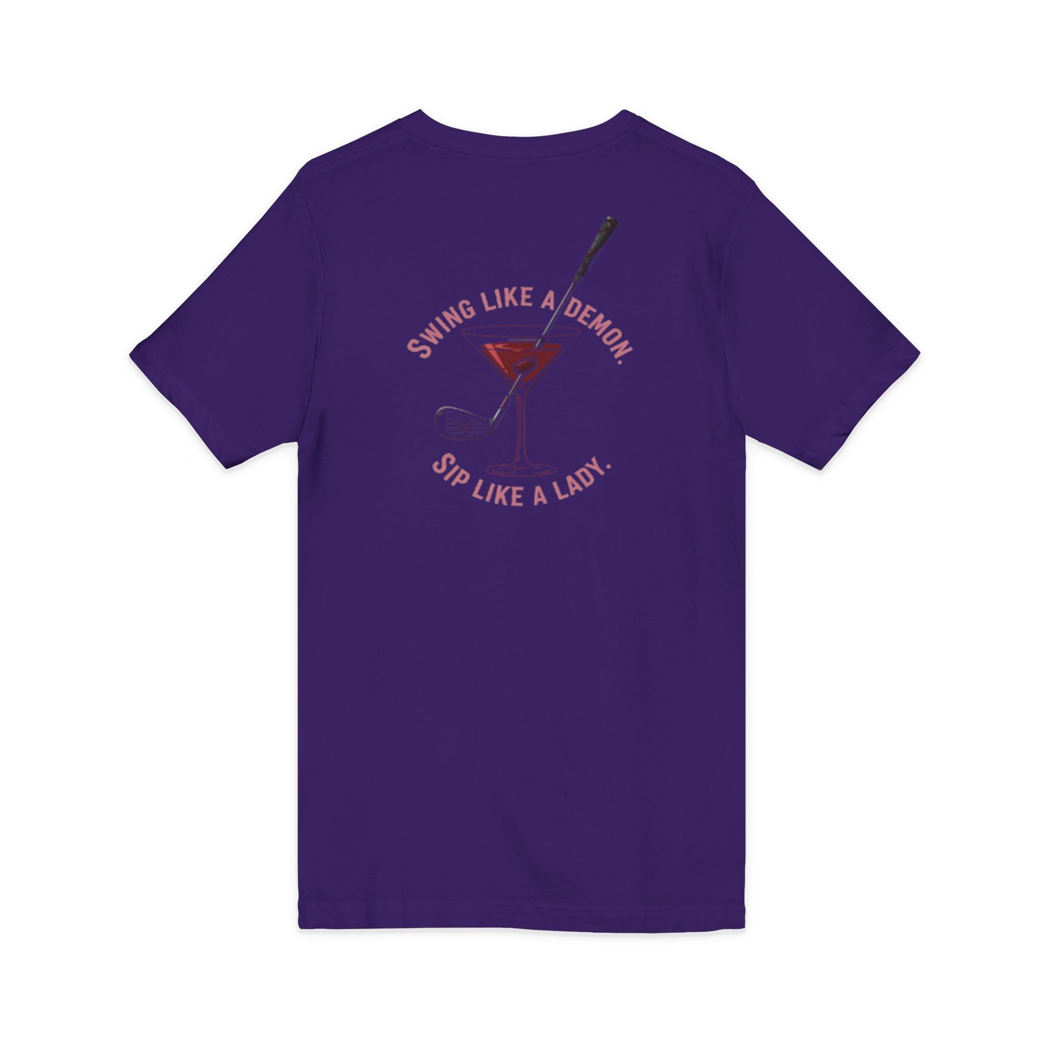 The Stephanie — Women's Golf V-Neck Tee | Pink Cocktail Graphic