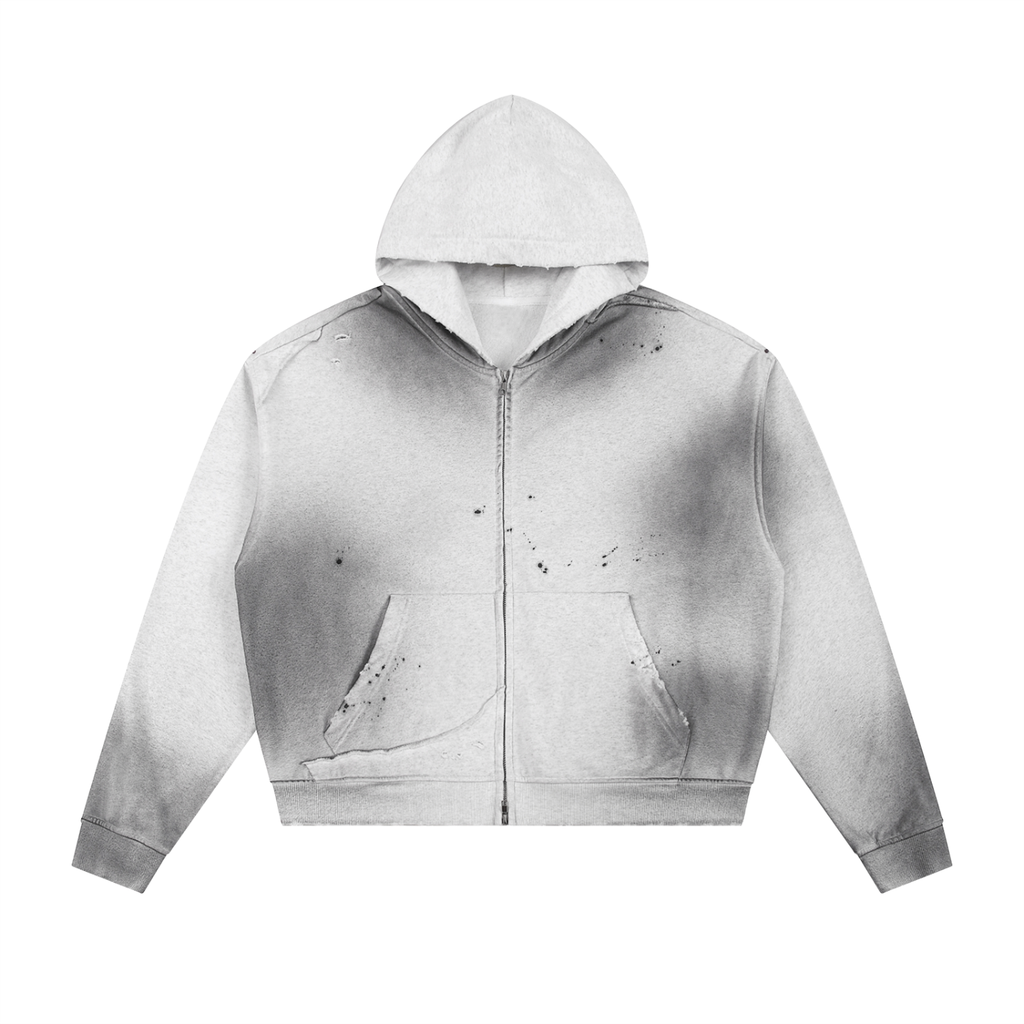 Golf Demons Sun Fade Frayed Raw Edge Fleece Zip Hoodie