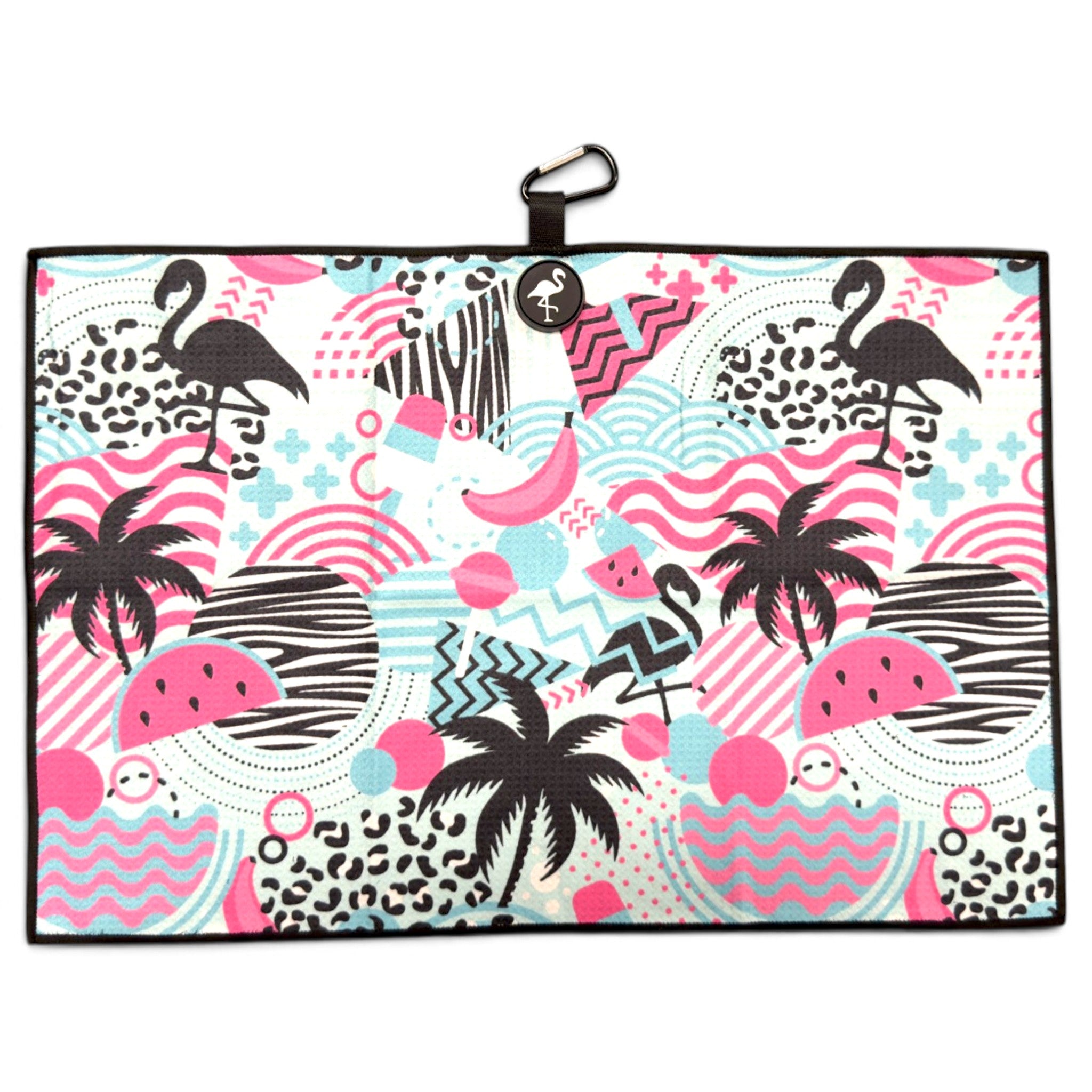 Exotic Flock Golf Towel | 24” x 16” Microfiber Towel | Magnetic Clip & Carabiner | Premium Golf Accessory