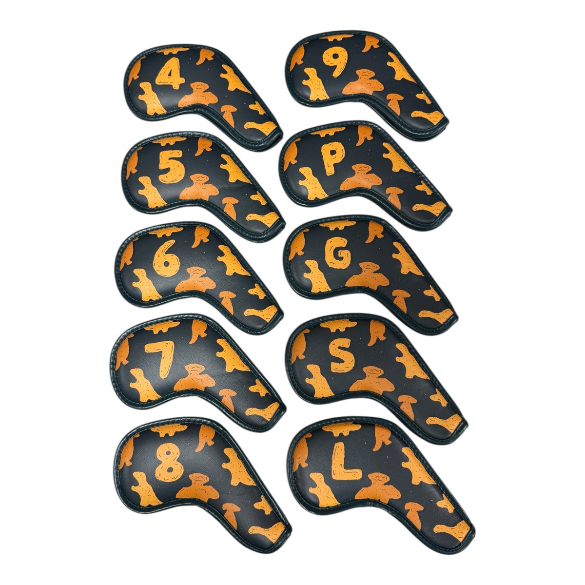 Dino Nugget Iron Covers Set | Magnetic Closure | 10-Piece Iron Headcover Set (4–9, P, G, S, L) | Premium PU Leather