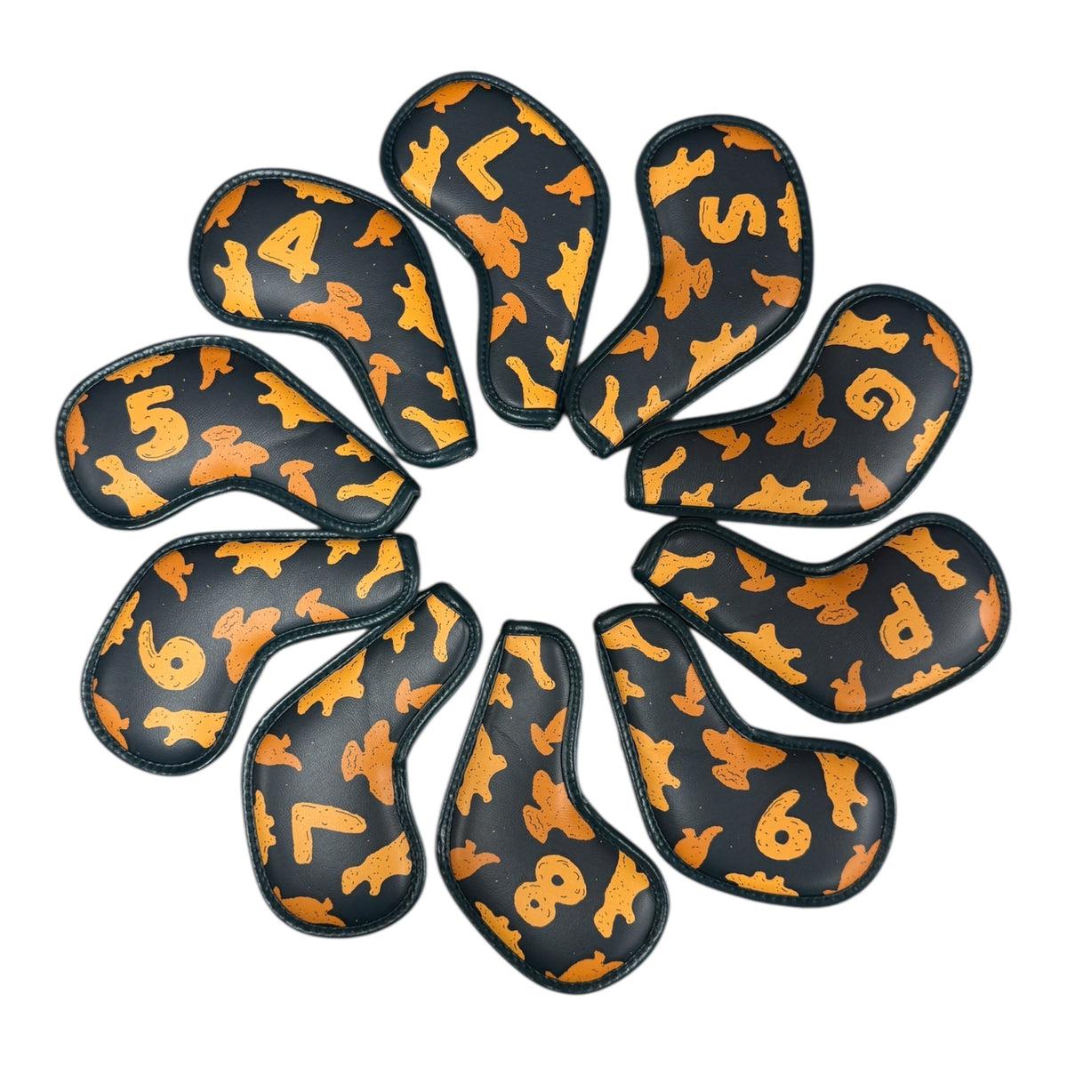 Dino Nugget Iron Covers Set | Magnetic Closure | 10-Piece Iron Headcover Set (4–9, P, G, S, L) | Premium PU Leather