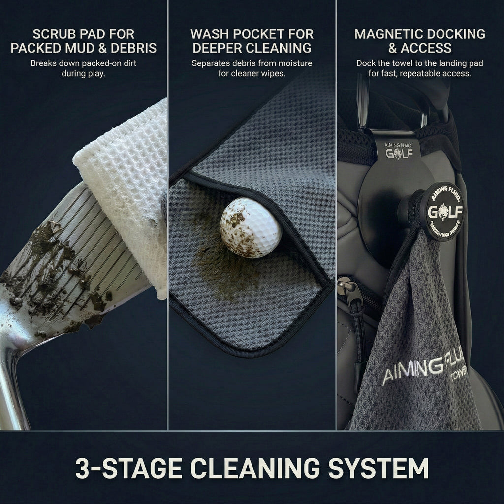 Stubby Magnetic Golf Towel + Landing Pad System