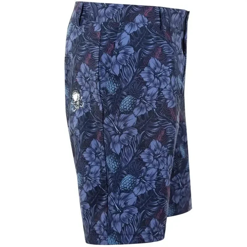 Aloha Cool-Stretch Men's Hawaiian Golf Shorts (Black)