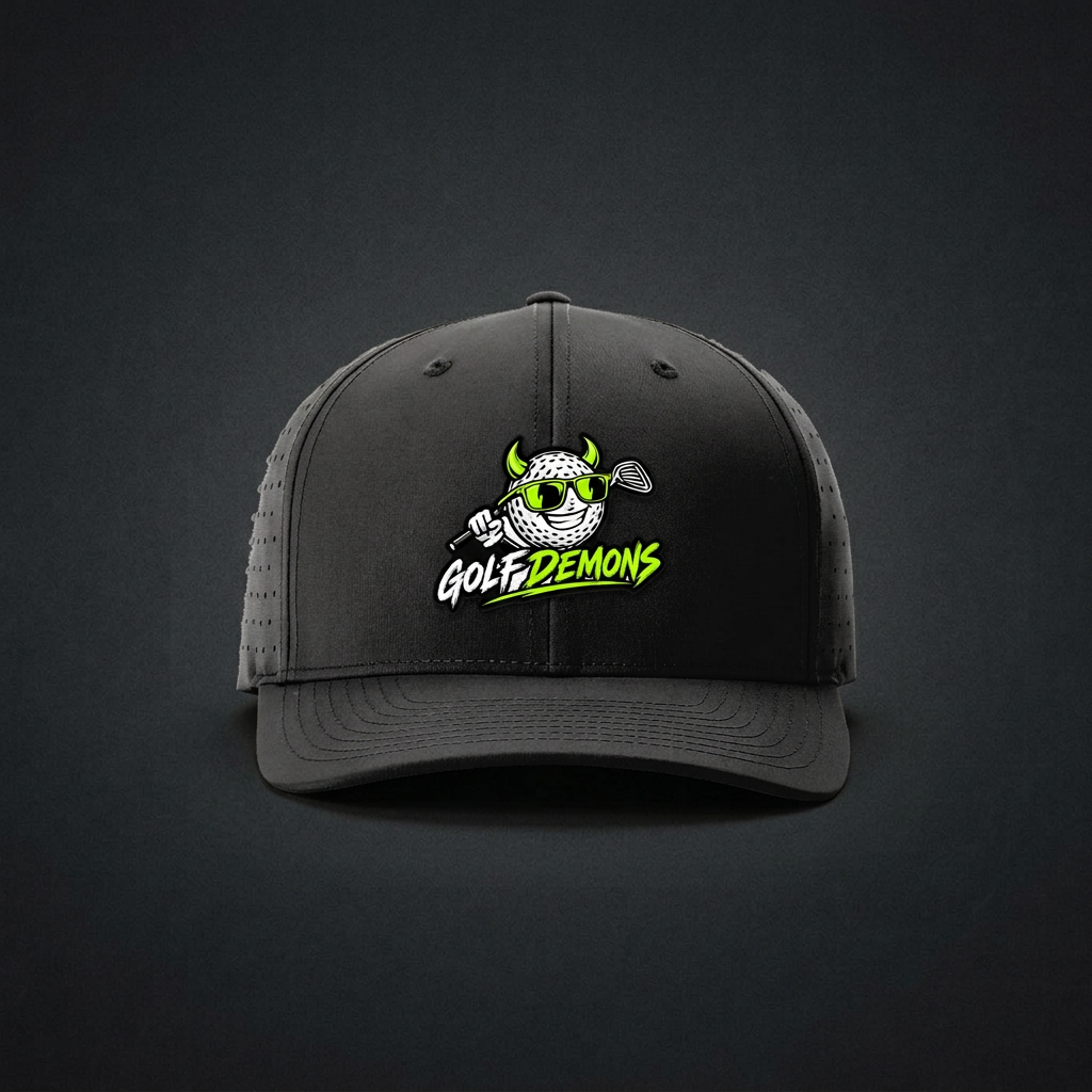 Golf Demons Performance BOB hat with matching charcoal studio styling