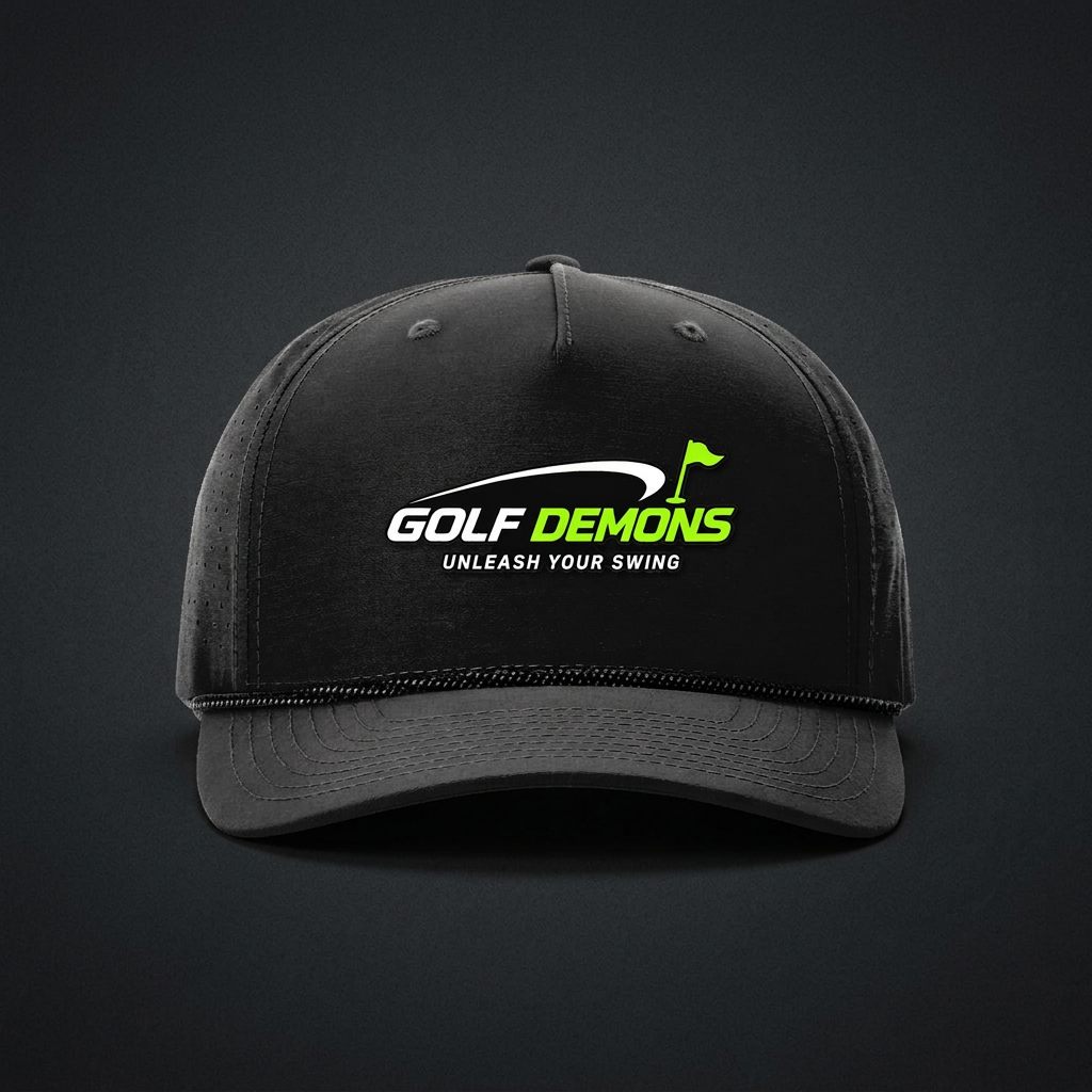 Golf Demons Performance Rope hat on a premium charcoal studio background