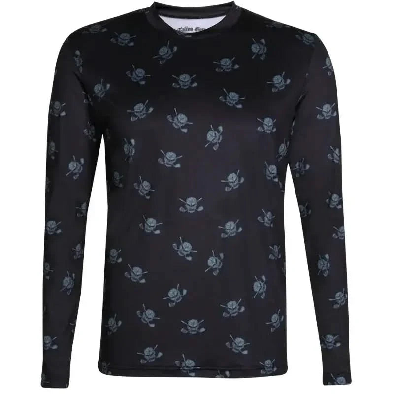 Golf Long Sleeve Undershirt with Skulls (Black/Charcoal)