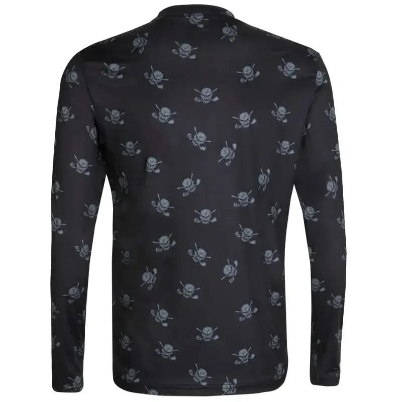 Golf Long Sleeve Undershirt with Skulls (Black/Charcoal)