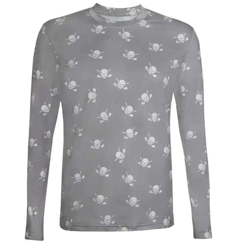 Golf Long Sleeve Undershirt with Skulls (Grey/White)