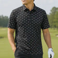 Micro Skull Cool-Stretch Men's Golf Shirt (Black)