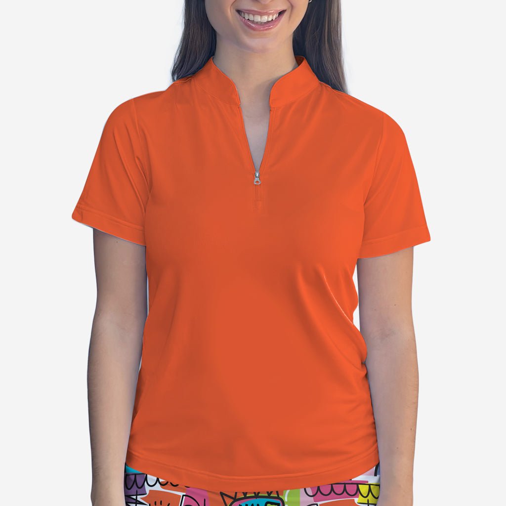 ORANGE POLO QUARTER ZIP TOP