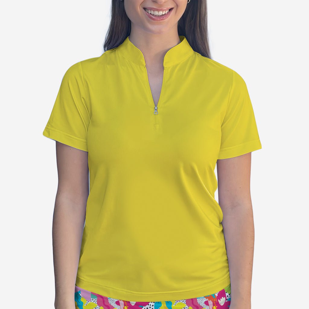 YELLOW POLO QUARTER ZIP TOP