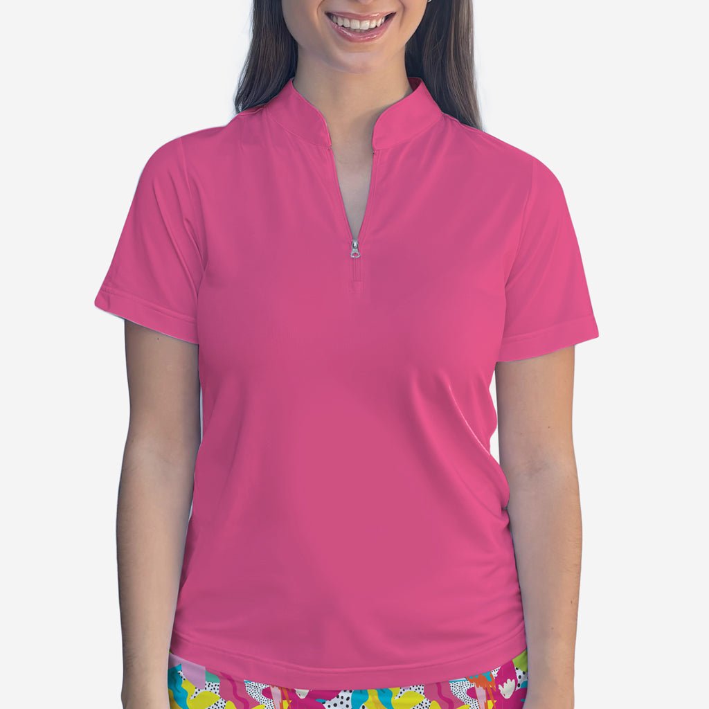 PINK POLO QUARTER ZIP TOP