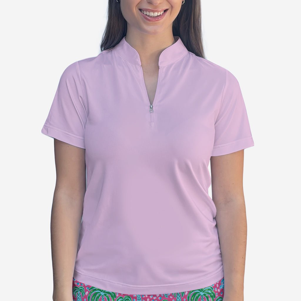 LIGHT PINK POLO QUARTER ZIP TOP
