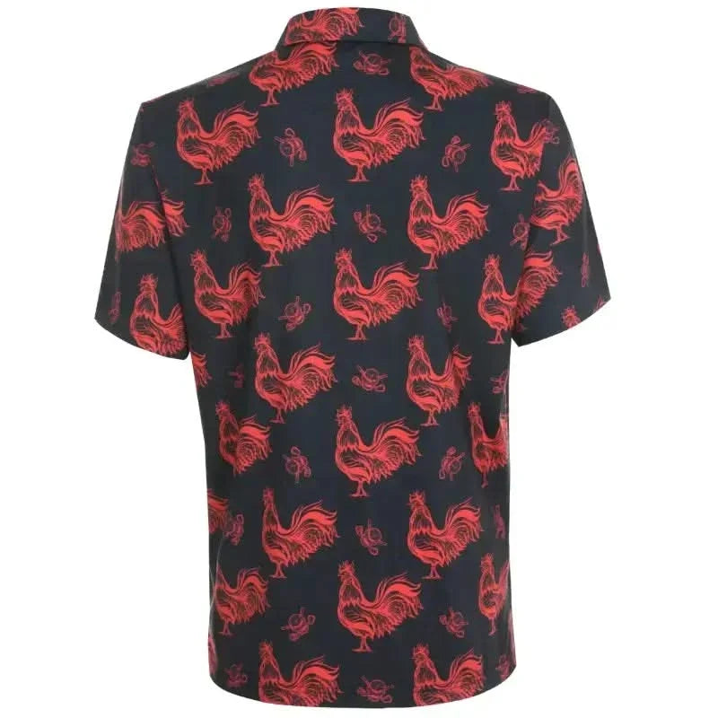 Red Rooster Cool-Stretch Men's Golf Shirt (Black/Red)