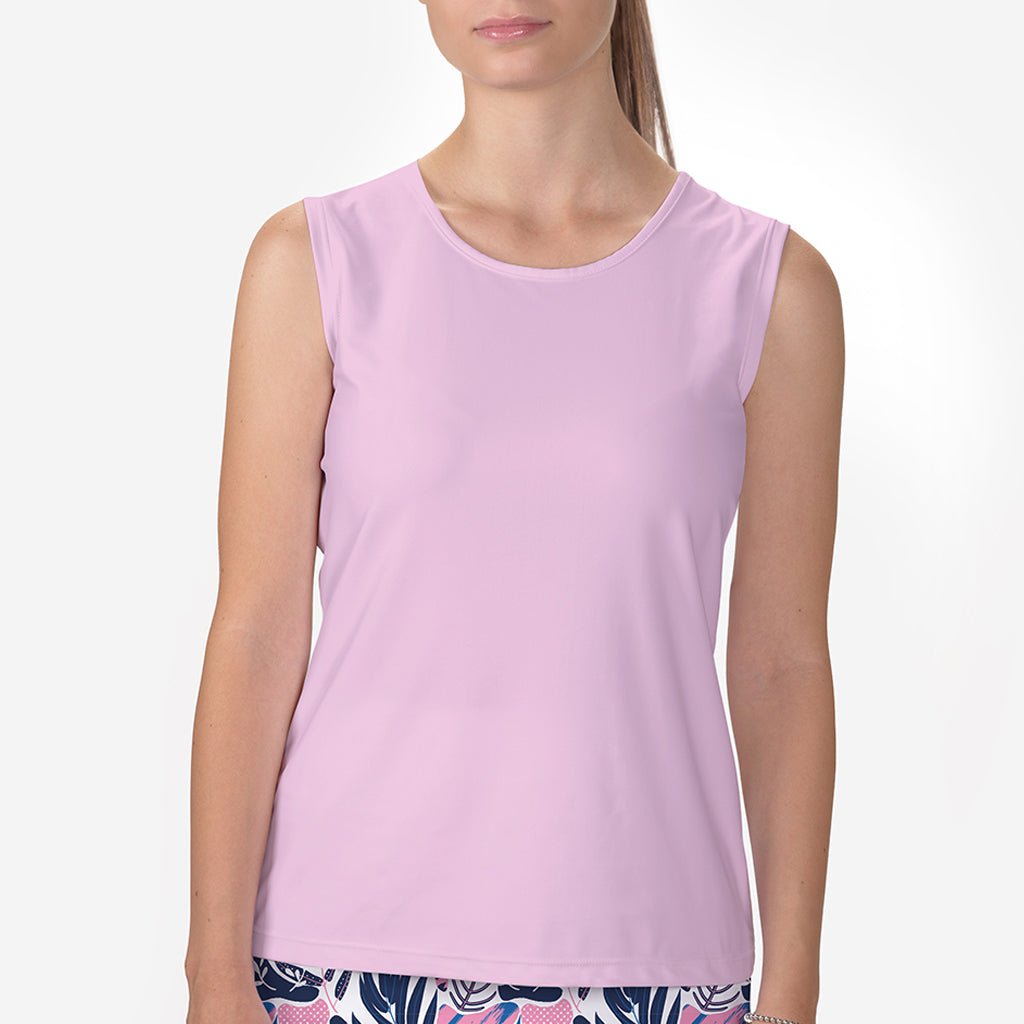 LIGHT PINK SLEEVELESS CREW NECK TOP