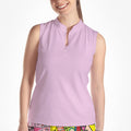 LIGHT PINK SLEEVELESS QUARTER ZIP TOP
