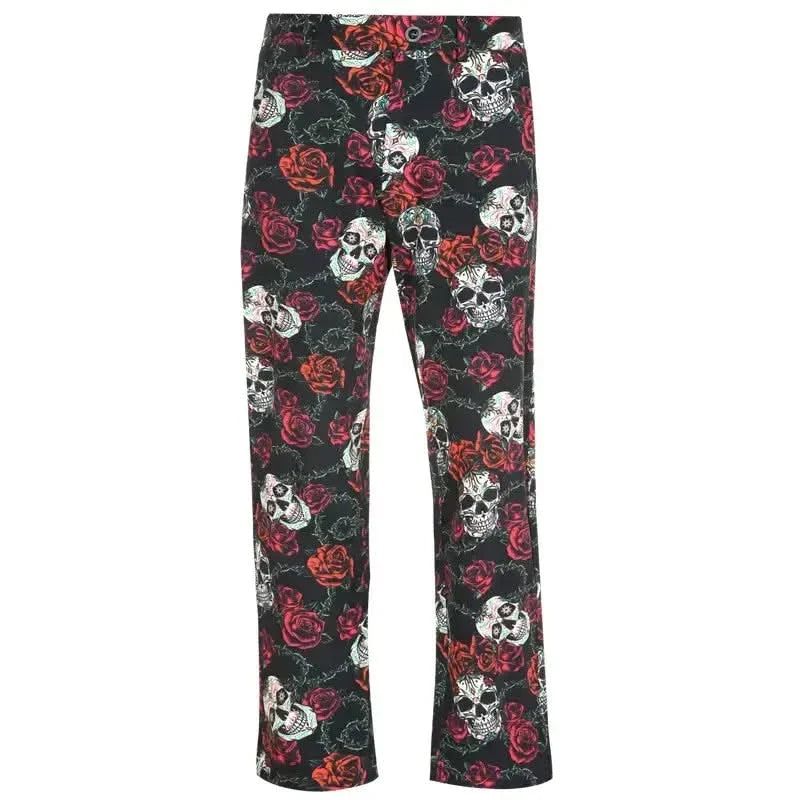 Sugar Skull Cool-Stretch Men's Golf Pants (Black/Red)