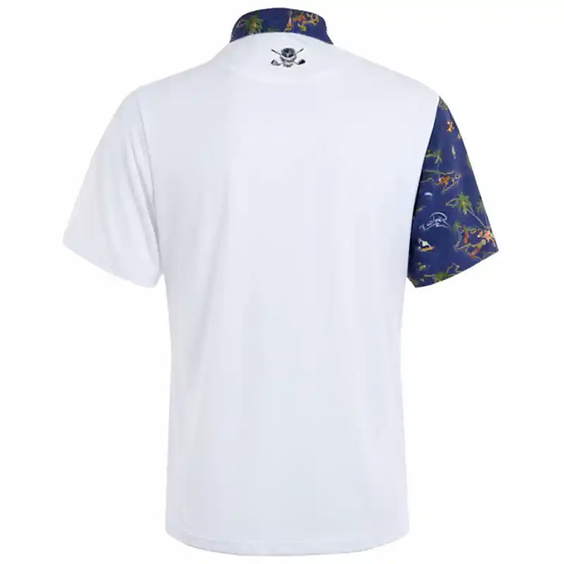 VIP Cool-Stretch Men's Golf Shirt - White/Ocean Blue